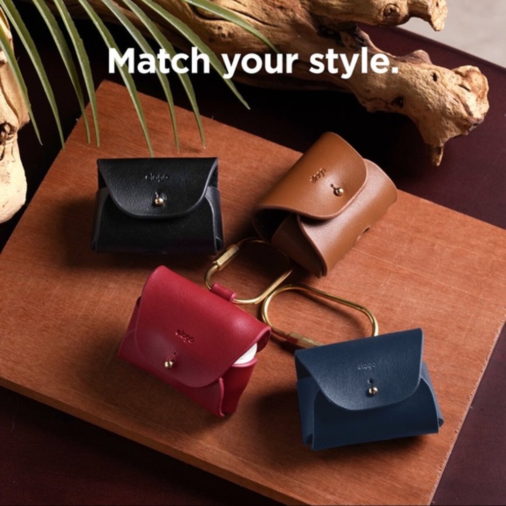 New! Elago AirPods Leather Case in Black for Series 1&2